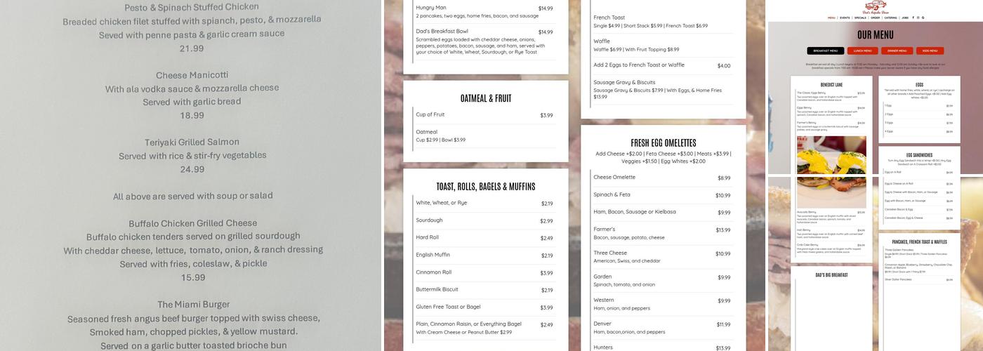 Dad's Copake Diner Menu