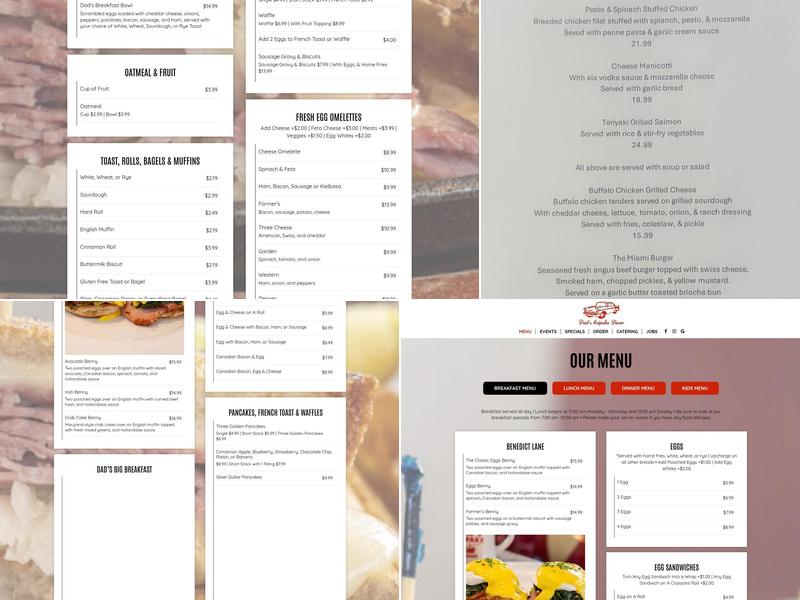 Dad's Copake Diner Menu