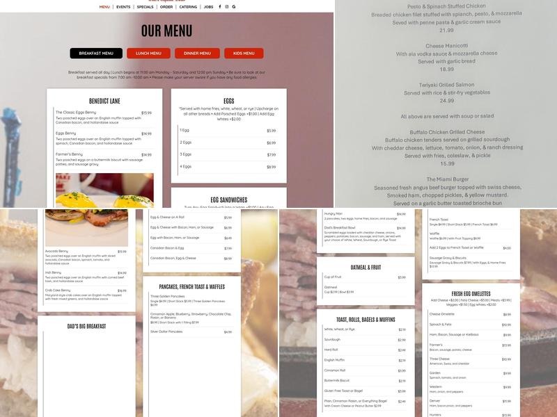 Dad's Copake Diner Menu