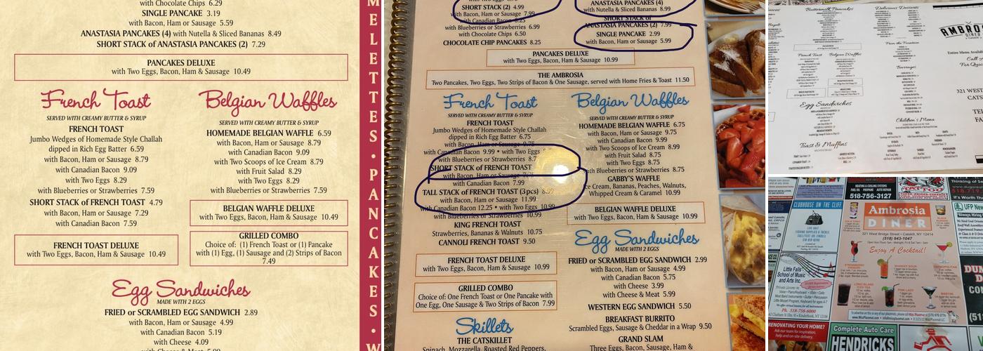 Ambrosia Diner Menu