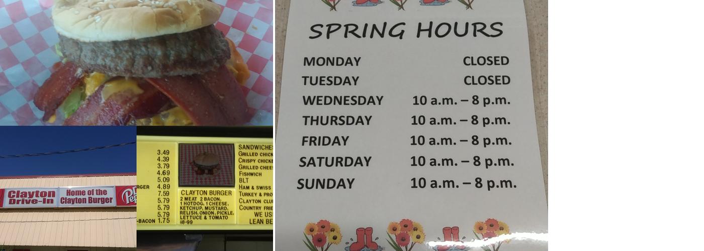 Clayton Drive-In Restaurant Menu