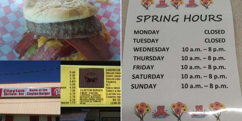 Clayton Drive-In Restaurant Menu