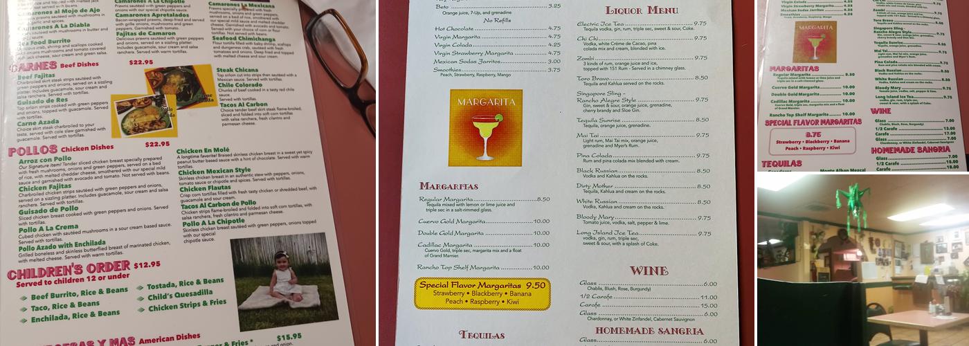Rancho Alegre Menu