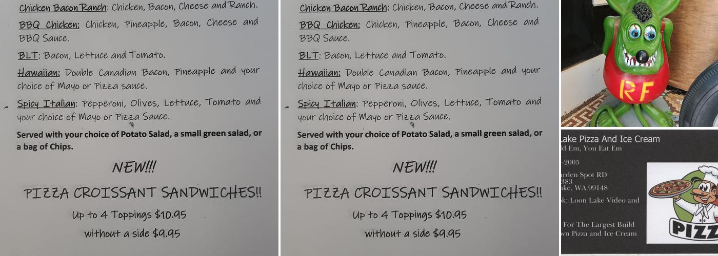 Loon Lake Pizza & Ice Cream Menu