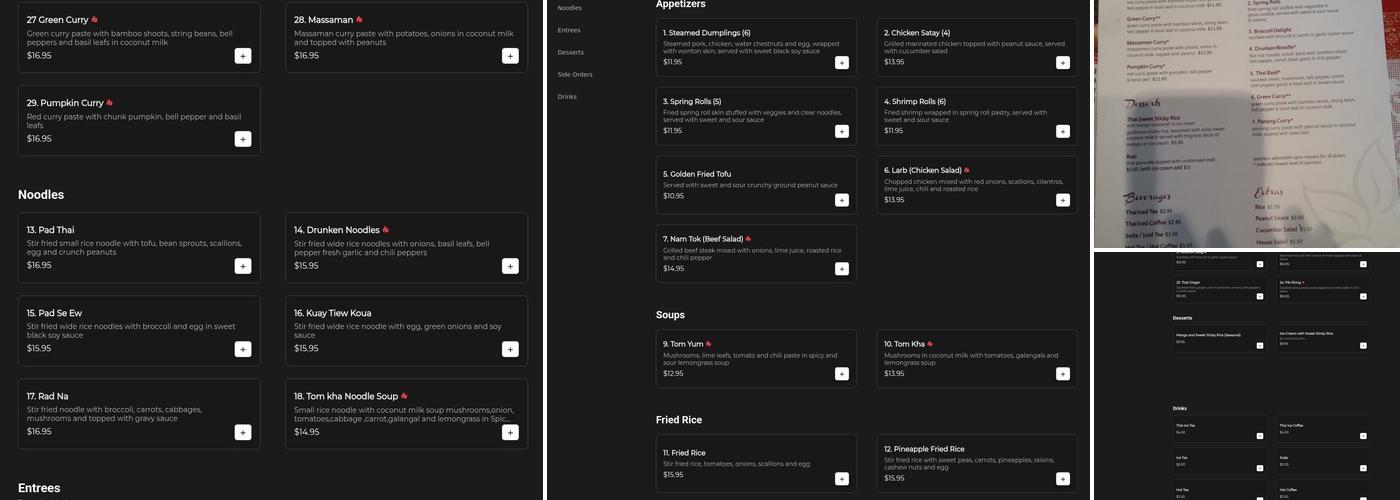 Phonthip Style Thai Restaurant Menu