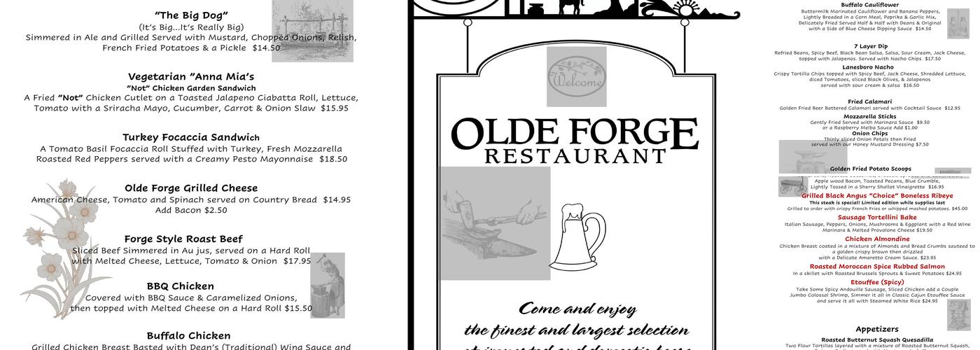 Olde Forge Restaurant Menu