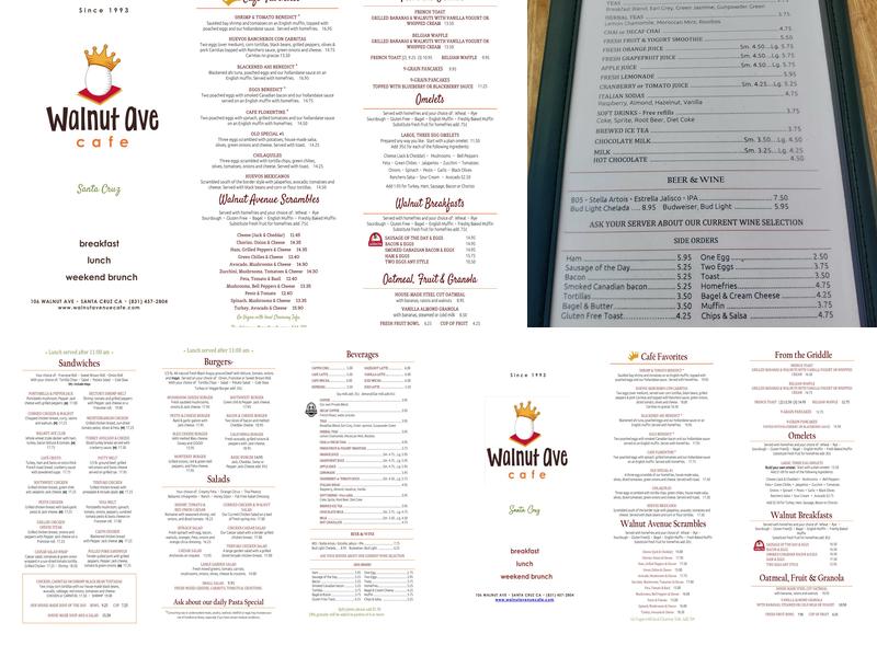 The Walnut Avenue Cafe Menu