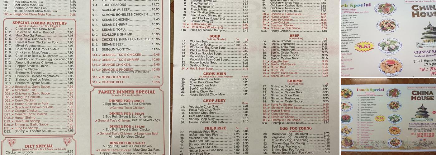China House Menu