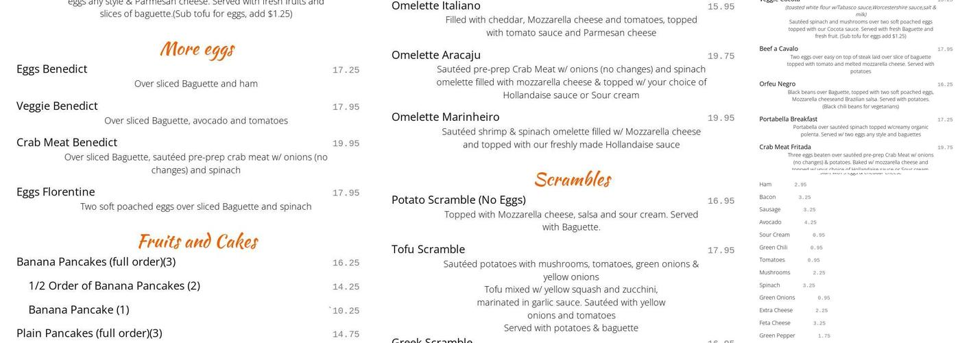 Cafe Brasil Menu