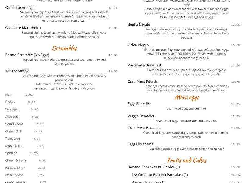 Cafe Brasil Menu