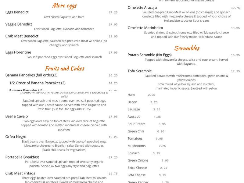 Cafe Brasil Menu