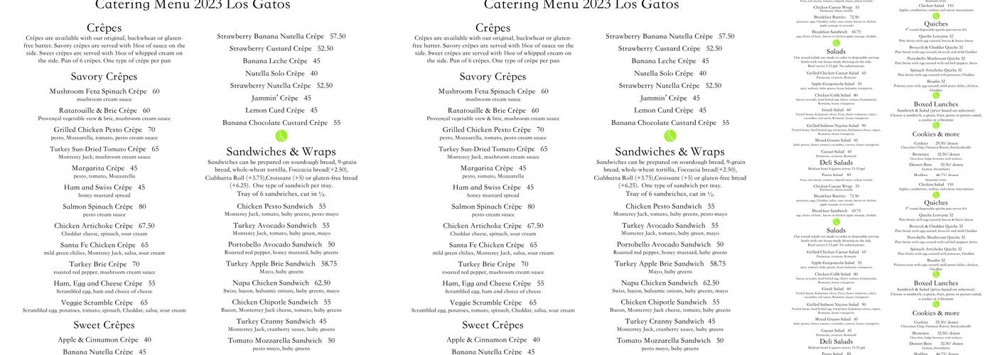 Sweet Pea's Cafe and Catering Menu