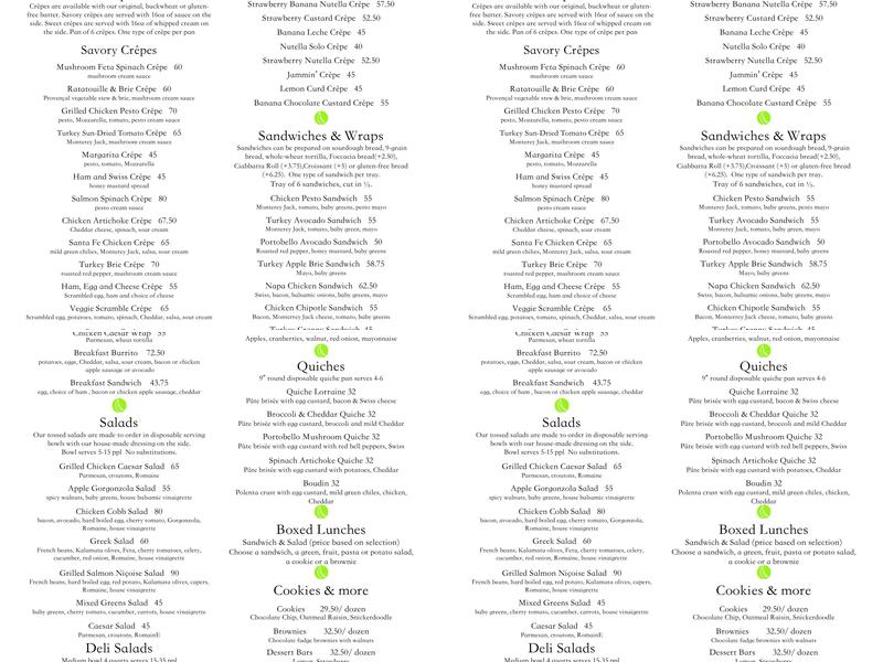 Sweet Pea's Cafe and Catering Menu