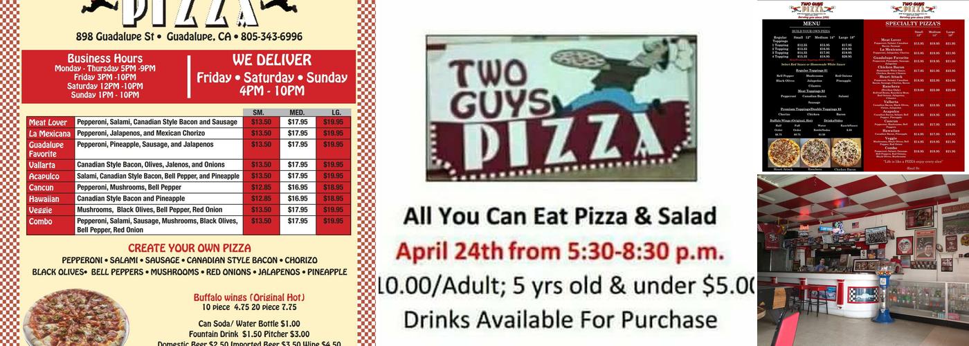 Two Guy's Pizza Menu