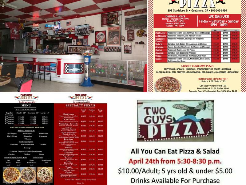 Two Guy's Pizza Menu