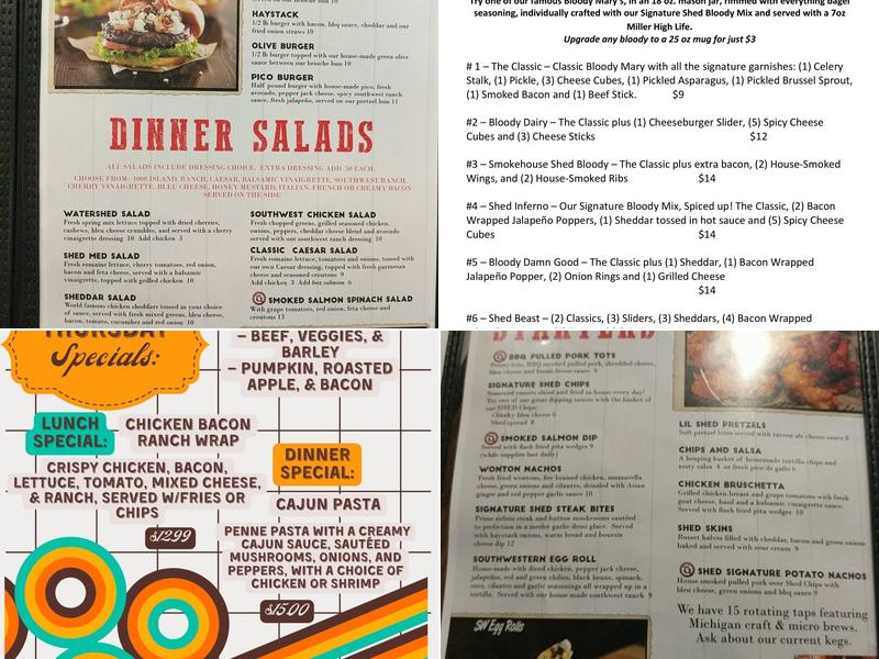 The Watershed Tavern & Grill Menu