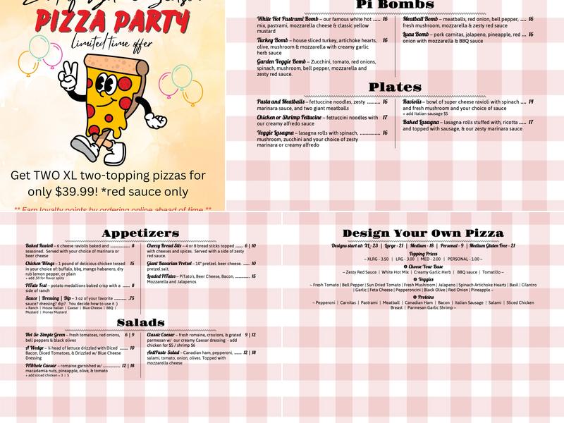 PiWhole Pizza Menu