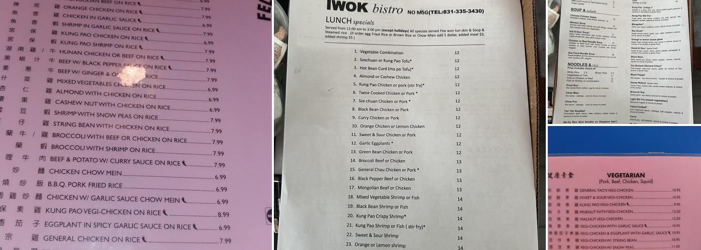 I Wok Bistro Menu