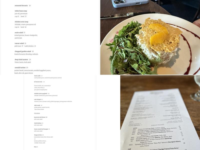 Oswald Restaurant Menu