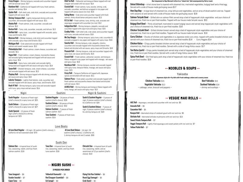 AI Fusion Sushi & Grill Menu