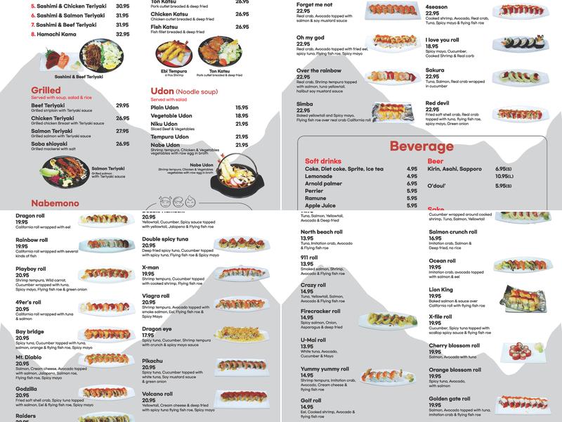 Kamakura Japanese Restaurant Menu