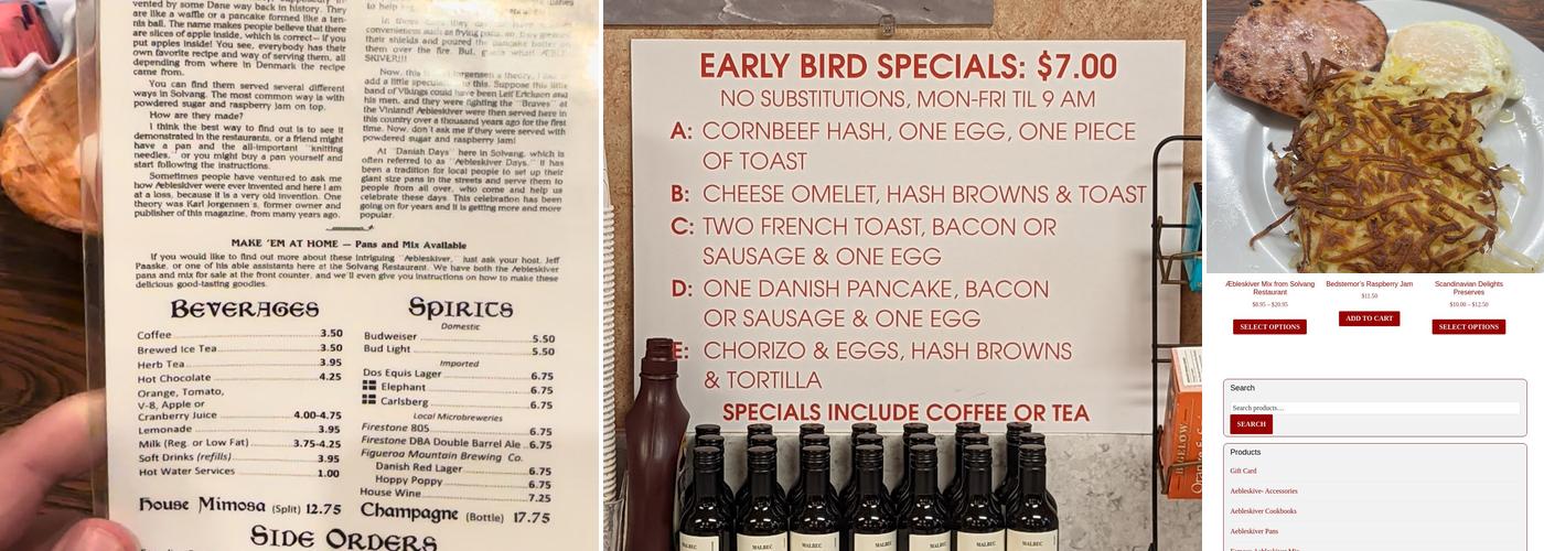 Solvang Restaurant Menu