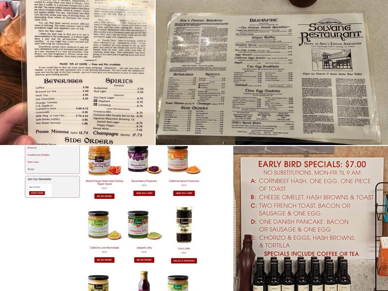 Solvang Restaurant Menu