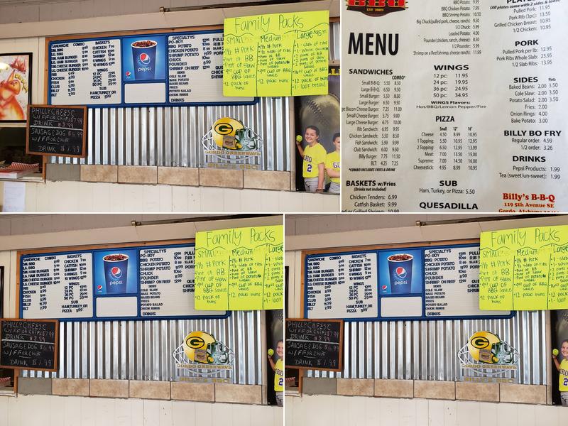 Billy's Bar Bbq Menu