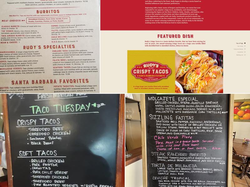 Rudy's Mexican Restaurant Menu
