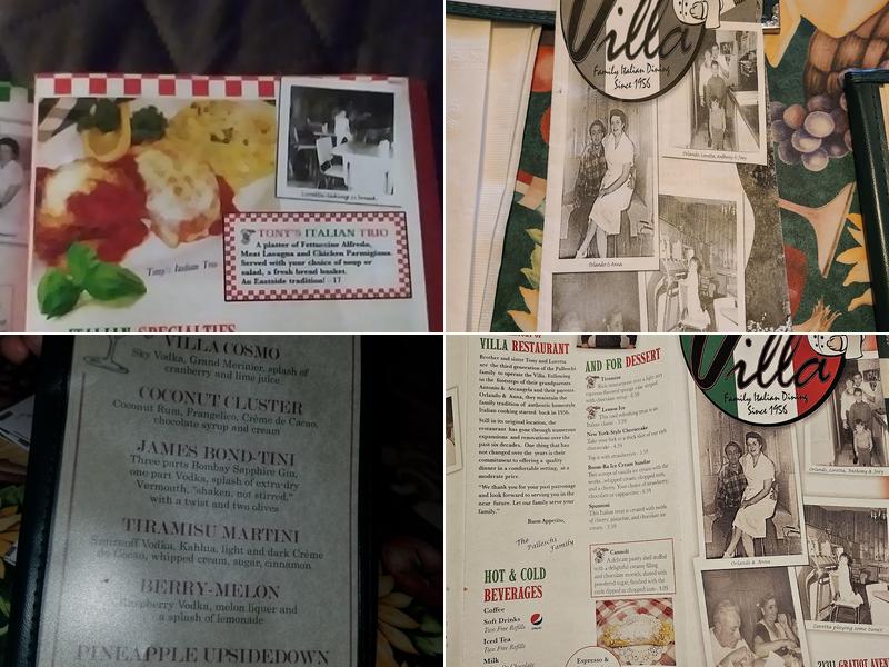 Villa Restaurant and Pizzeria Menu