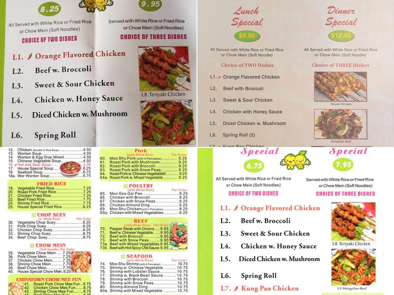 China One Restaurant Menu