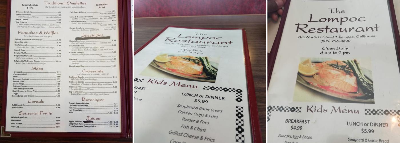 Lompoc Restaurant Menu