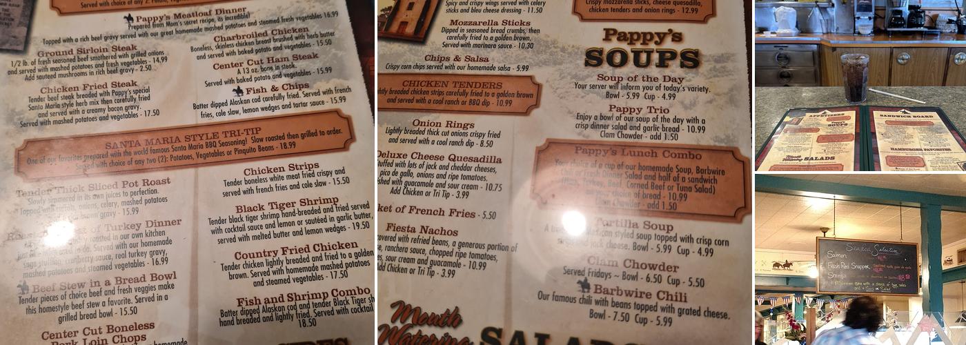 Pappy's Restaurant Menu