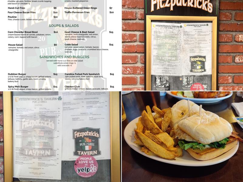 Fitzpatrick's Tavern Menu