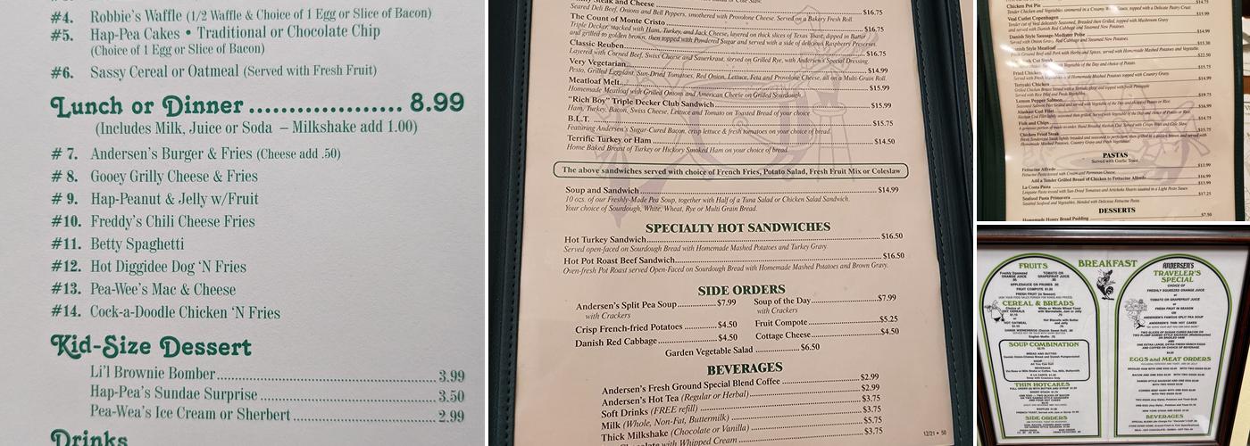 Pea Soup Andersen's Menu