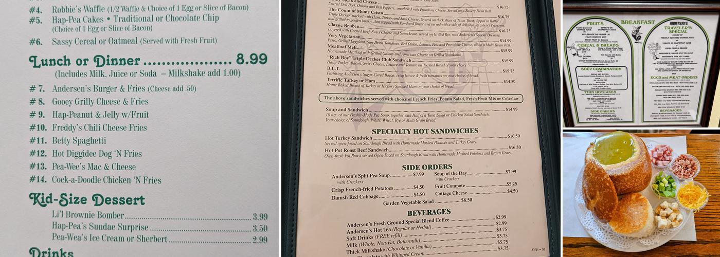 Pea Soup Andersen's Menu