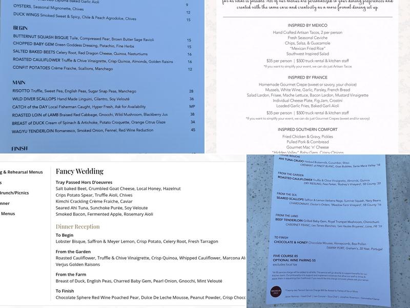 First & Oak Menu