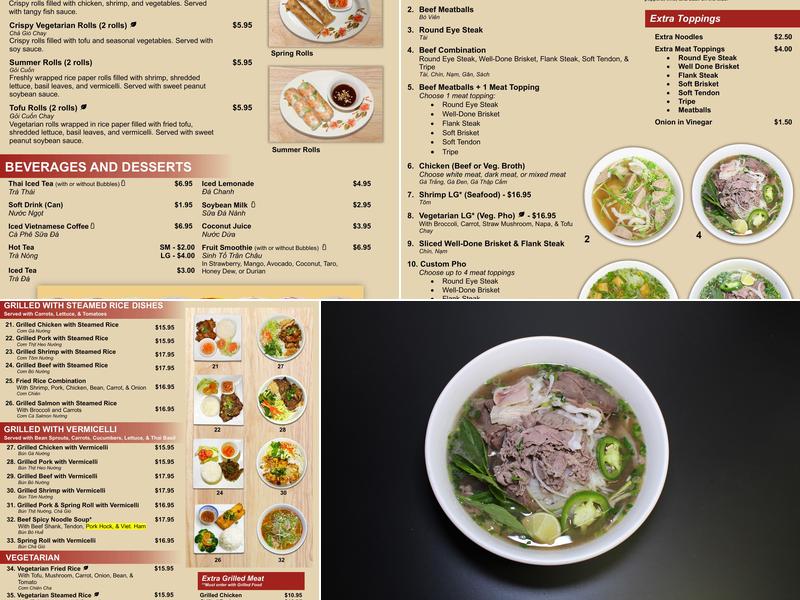 Pho An & Grill Menu