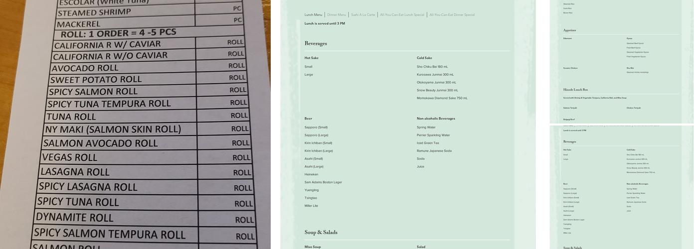 Hinode Restaurant Menu