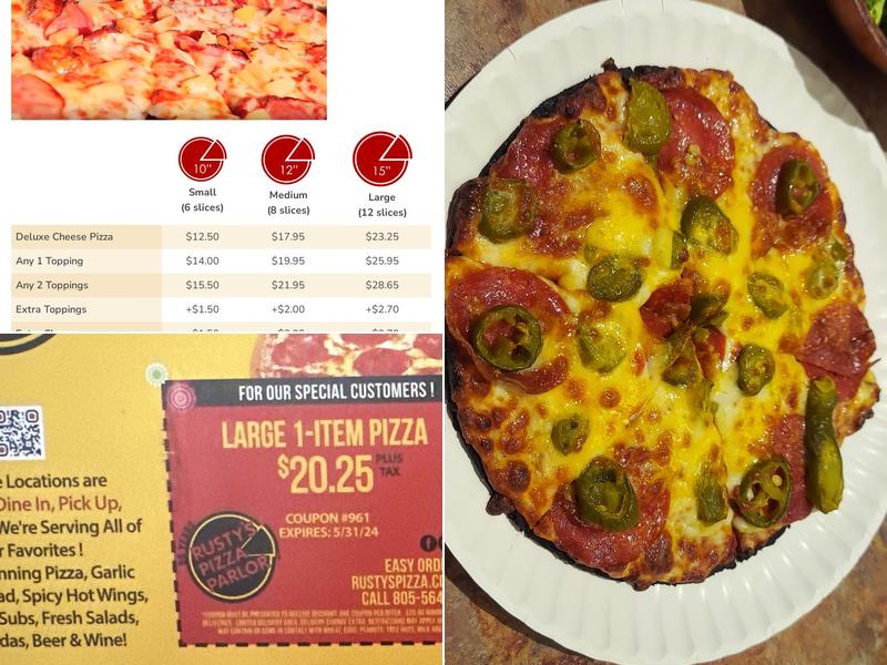 Rusty's Pizza Parlor Menu