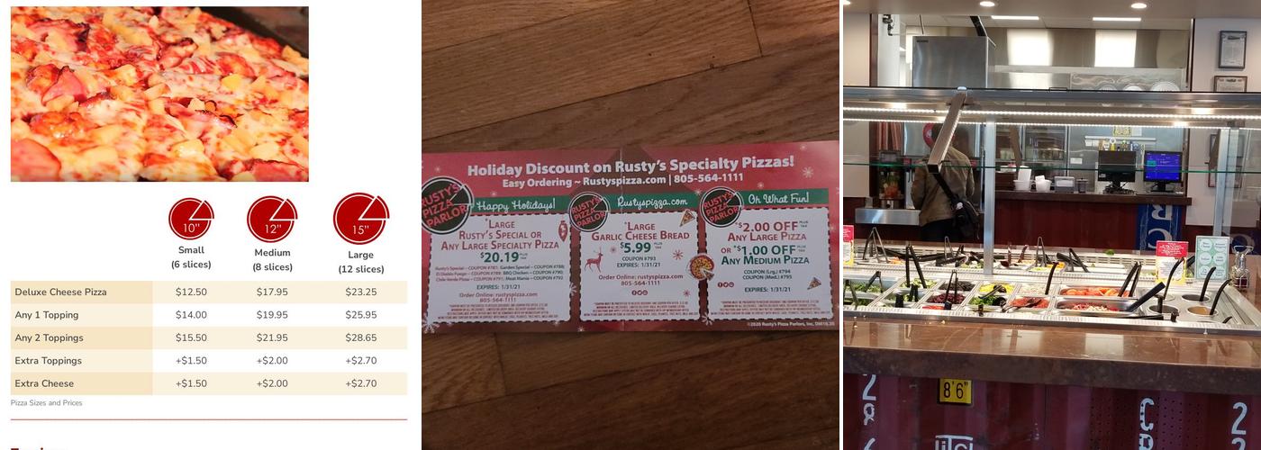 Rusty's Pizza Parlor Menu