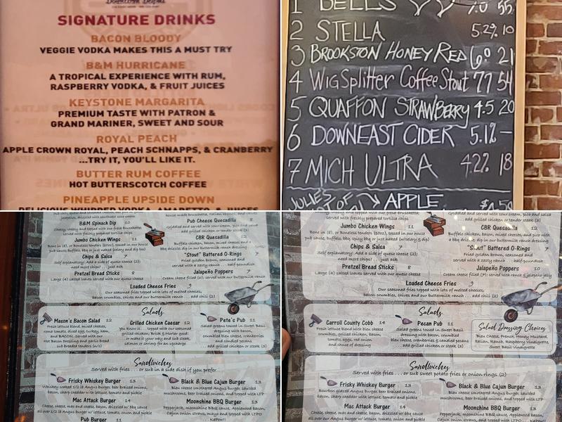 Brick and Mortar Pub Menu