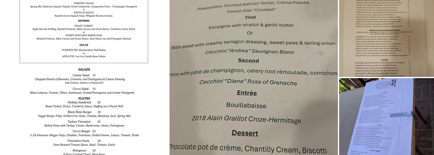 Cecco Ristorante Menu