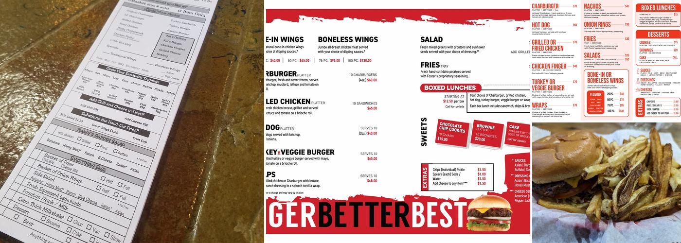 Foster's Grille Menu