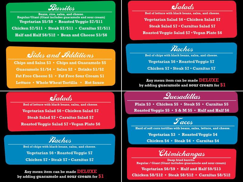 Santa Ynez Burrito Menu