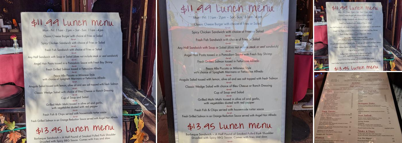 Chase Restaurant and Lounge Menu