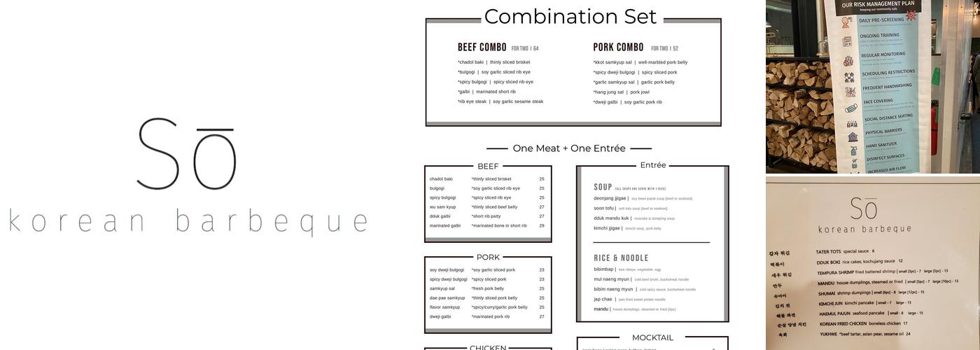 Sō Korean Bbq Menu