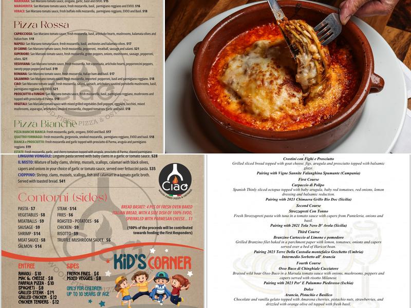 Ciao Osteria Menu