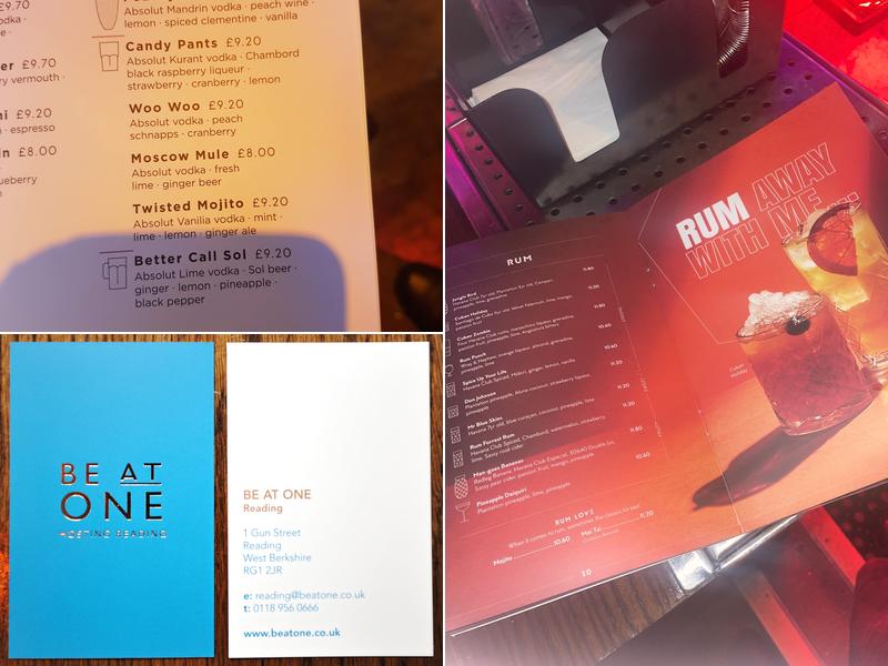 Be At One - Reading Menu