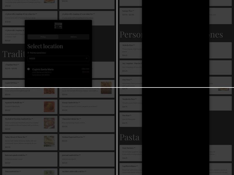 Cuginis Santa Maria Menu